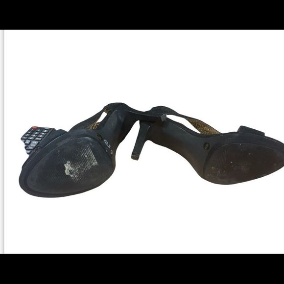 BCBGeneration Kadia Black Suede Open Toe Pump Heels Womens Size 9 - Picture 6 of 6